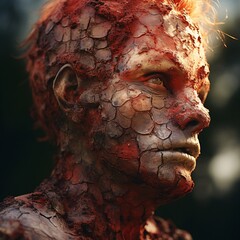 zombie skin disease spreads rapidly,leaving its victims with a pallid complexion grotesque lesions that mar their once-human appearance.the infection progresses,the skin becomes increasingly necrotic. - obrazy, fototapety, plakaty