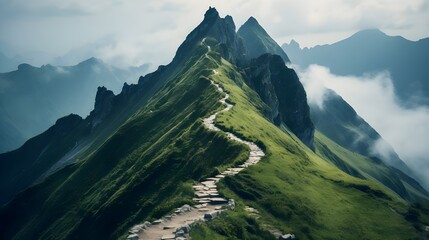 Walkway on top of high mountain