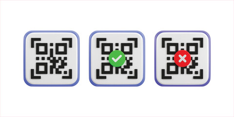 qr code scanning payment qr code 3d icon set