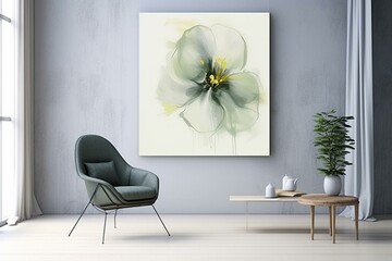 Modern canvas art with abstract botanical prints in contemporary style. Generative AI