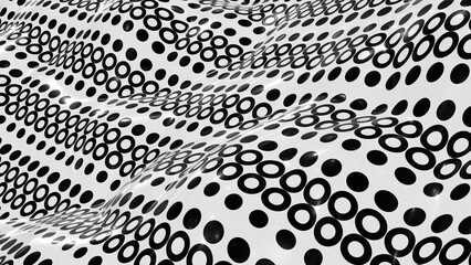 Black and white curvy circles pattern - obrazy, fototapety, plakaty