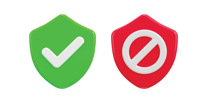 verification success and error alert icon with protect shield icon set