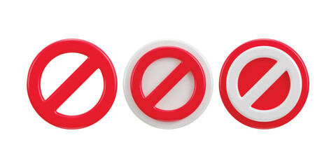 3d stop banned vector icon illustration set