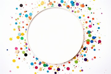 Round Confetti Frame in Coloured Beauty. Texture of Celebration, Anniversary, and Holiday 