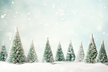 Vintage Bottle Brush Christmas Trees with White Copy Space - Festive Christmas Composition