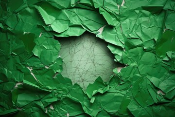 Green Wrapping Paper with Copy Space. Ripped and Torn Green Paper Background Ideal for Box Opening