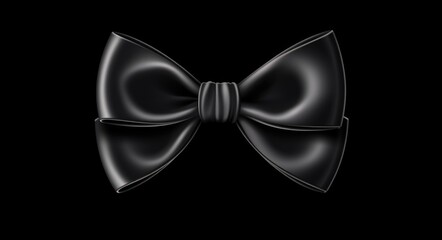 Realistic Black Bow on White Background for Greeting Cards and Decorations