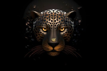 Powerful jaguar face logo with bold features, symbolizing strength and stealth, displayed against a solid and impactful background for a commanding brand identity