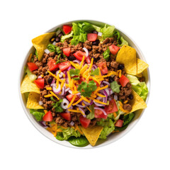 Delicious Taco Salad Isolated on a Transparent Background 