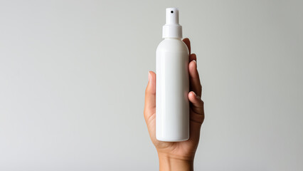 person holding a bottle for liquid cosmetic mockup - obrazy, fototapety, plakaty