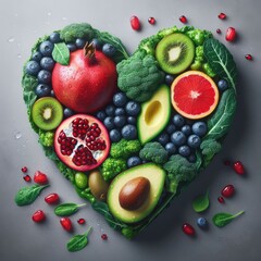 Heart shape made with healthy fruites 