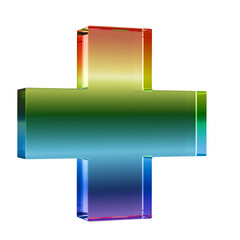 Rainbow Cross: A translucent 3D rendering of a cross, adorned with vibrant rainbow hues. Perfect for LGBT content marketing