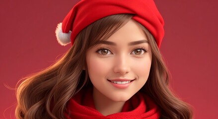 Young woman in christmas Santa claus Costume