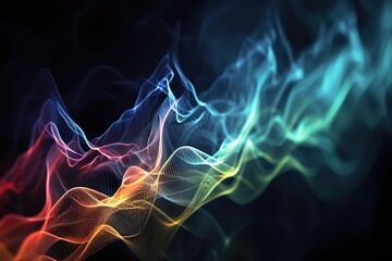 Electric Blue Sound Waves: Abstract Motion in Dark Background