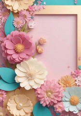 Spring flowers background, Mother's and Women's Day Concept, top view, copy spacewers background.