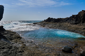 Fototapeta na wymiar Natural swimming pool in Caleta de Fuste, Fuerteventura, Spain, Atlantic Ocean