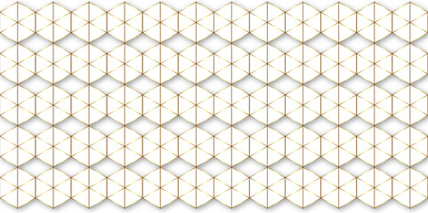 Abstract background with golden geometric pattern . Geometry pattern hexagon. Hexagonal netting. seamless background with 3d illustration. structure futuristic white background and Embossed Hexagon.