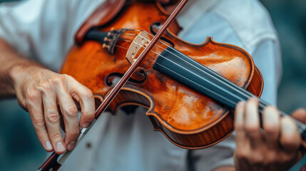 Fototapeta premium Close-up of a violinist in performance.