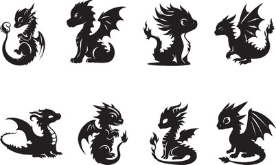Baby Dragon Silhouettes EPS Baby Dragon  Vector Baby Dragon  Clipart