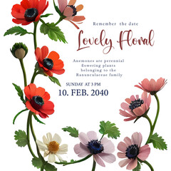 Wedding invitation greeting cards wedding celebration elegant beautiful flower template 
