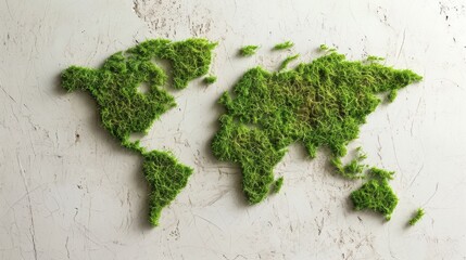 World map made of miss and grass. All continents of the green world