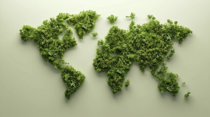 World map made of miss and grass. All continents of the green world