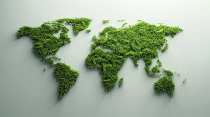 World map made of miss and grass. All continents of the green world