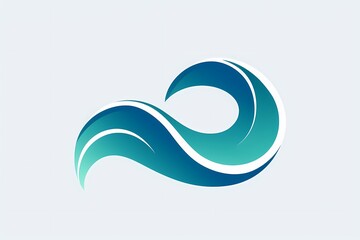 A dynamic and modern wave symbol logo illustration, conveying fluidity and motion, isolated on a cool and refreshing solid background