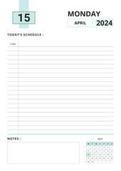 Daily Planner April 2024