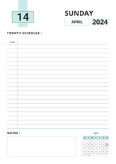 Daily Planner April 2024