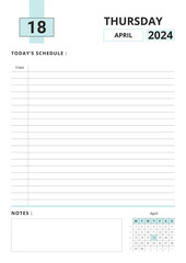 Daily Planner April 2024