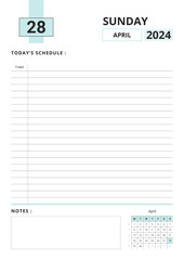 Daily Planner April 2024