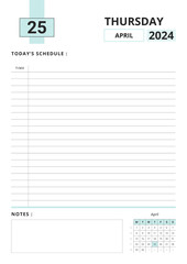 Daily Planner April 2024