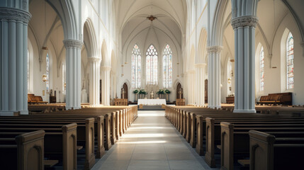 Fototapeta premium Interior of a gothic church with incredible light