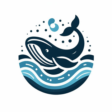 flat logo of Vector whale illustration vector