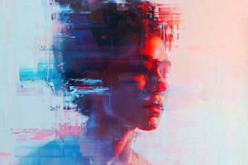 Creative glitch geometric painting.