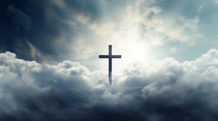 the cross appears above a cloud in the sky