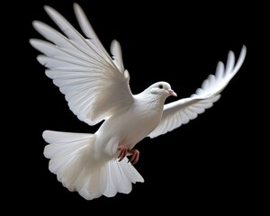 white dove on black background