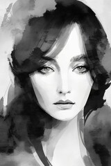 Colorful sketch portrait of stylish lady
