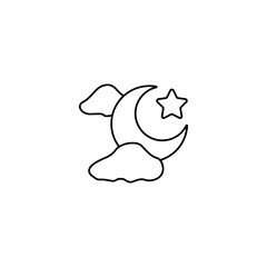 Ramadan Arabic Islamic Celebration Icon Vector Illustration Silhouette. Islamic icon with thin line style, Ramadan Kareem, Eid Mubarak. Islamic line art icons set. Ramadan Kareem line vector icon.
