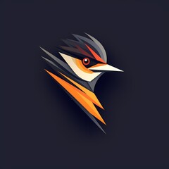 A geometric bird face logo with clean lines and modern aesthetics