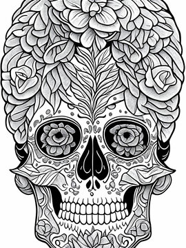 Sugar skull coloring pages for adults