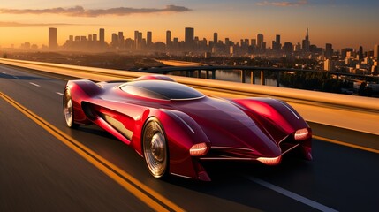Fototapeta premium car on the road high tech futuristic vehicle 