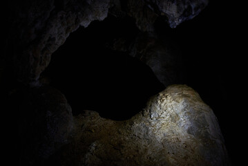 Cave formations in Boiu de Sus Cave, Romania