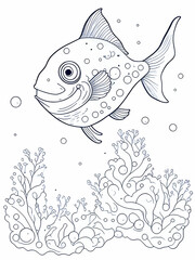 Fish coloring pages for kids