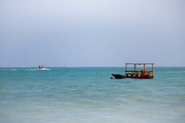 moment when a local fisherman's fishing boat collides with a pleasure boat. 