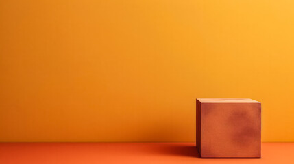 A cardboard box placed on a colored background