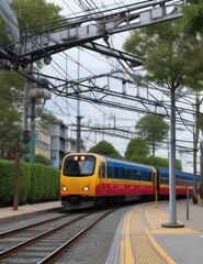 Naklejka premium Electric train, modern technology train,