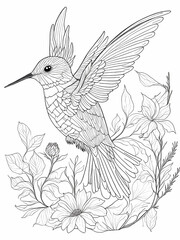 Hummingbirds coloring pages for adults