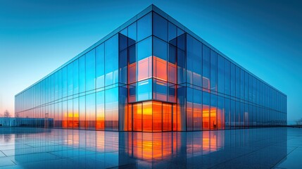 Fototapeta na wymiar Glass Building Reflecting Sunset